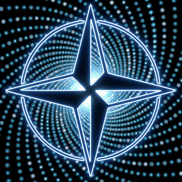 Disco kompas symbool met bleu lichteffecten — Stockfoto