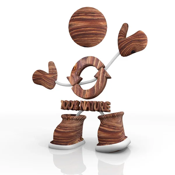 100 százalékos természet szép fából készült 3D-s karakter — Stock Fotó