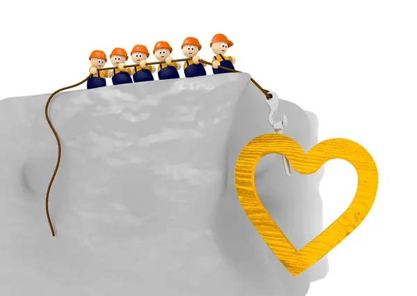 Komiska konstruera hjärtat 3d illustration — Stockfoto