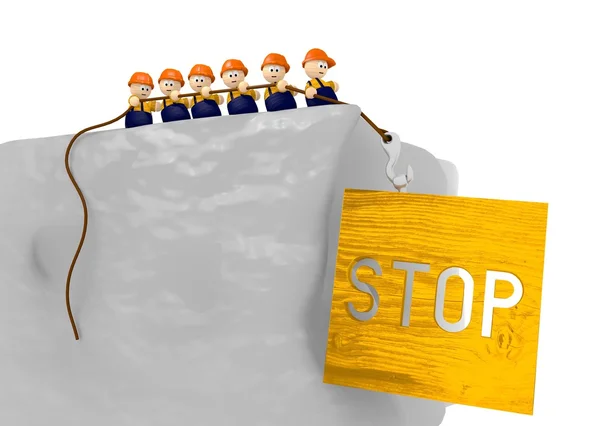 Komische stopbord 3d illustratie met 3d figuurtjes — Stockfoto