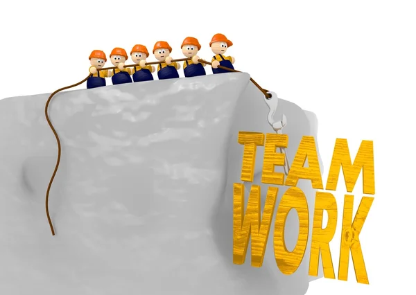 Teamwork at the construction site 3d illustration — Stock Photo, Image