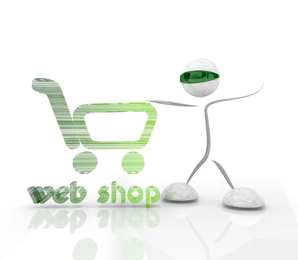 Icona dell'ologramma del webshop di shopping con il carattere 3d — Foto Stock