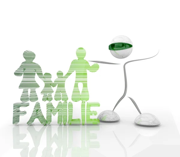 Virtuelle Familie in der Zukunft 3D-Charakter — Stockfoto