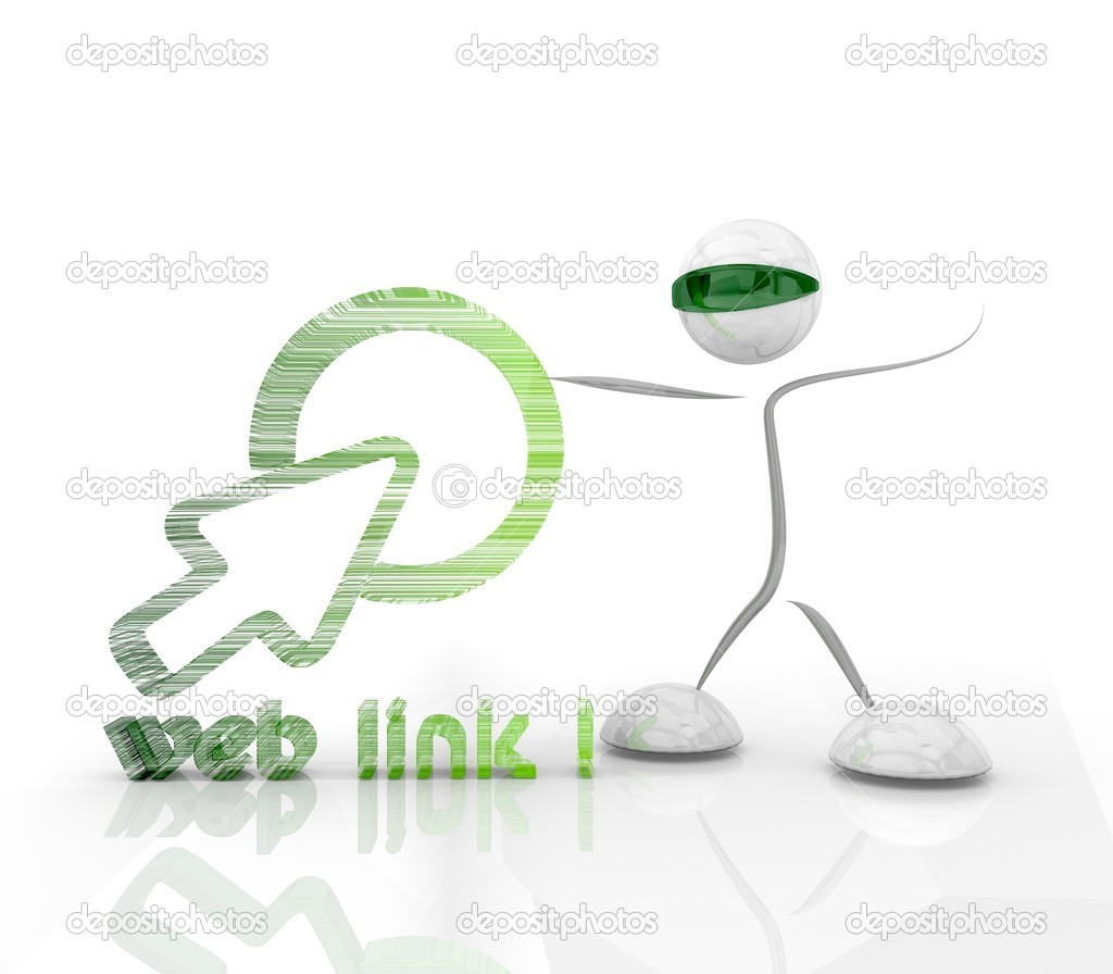 futuristic weblink 3d icon with 3d character
