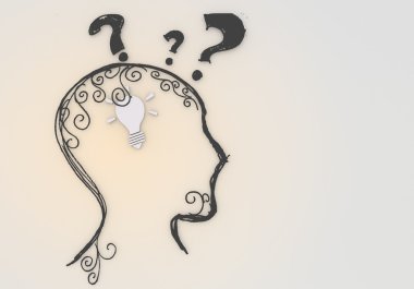 Isolated bright light thinking symbol inside the head clipart