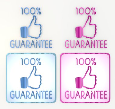 mavi ve pembe yüzde 100 garanti simgesi