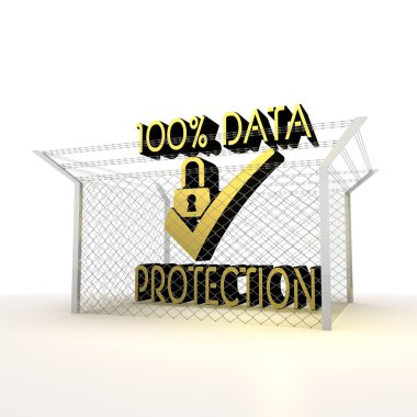 Isolated metallic barbed cent percent data protection icon clipart