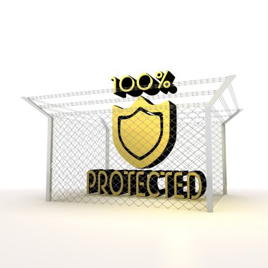 izole metalik yüzde yüzde korumalı 3d işareti kilitli