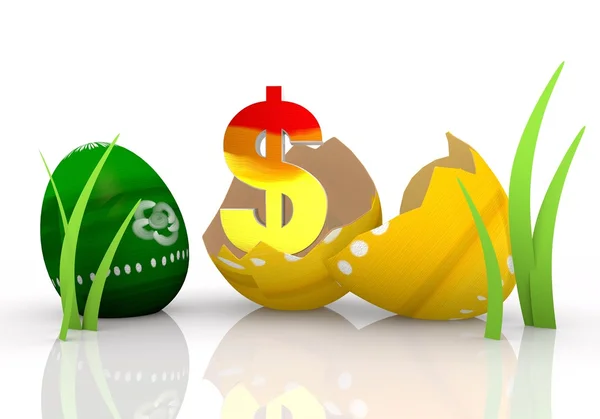 Painted Dollar icon inside the Easter egg — Stock Photo, Image