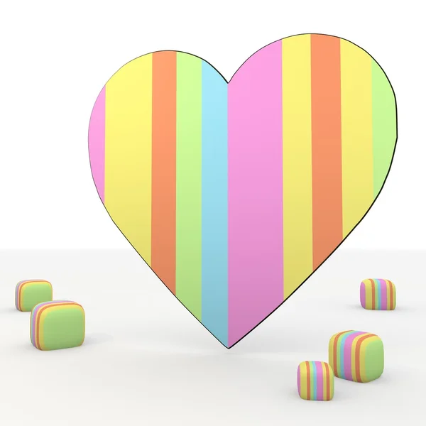 Kleurrijke schattig vrolijke gelukkig hart 3D-pictogram — Stockfoto