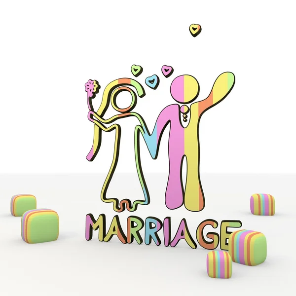 Isolated funny comic style marriage 3d icon — Stock Photo, Image