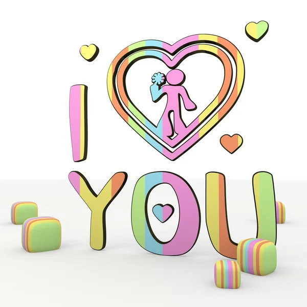 Niedlich bunt ich liebe dich 3D-Symbol — Stockfoto