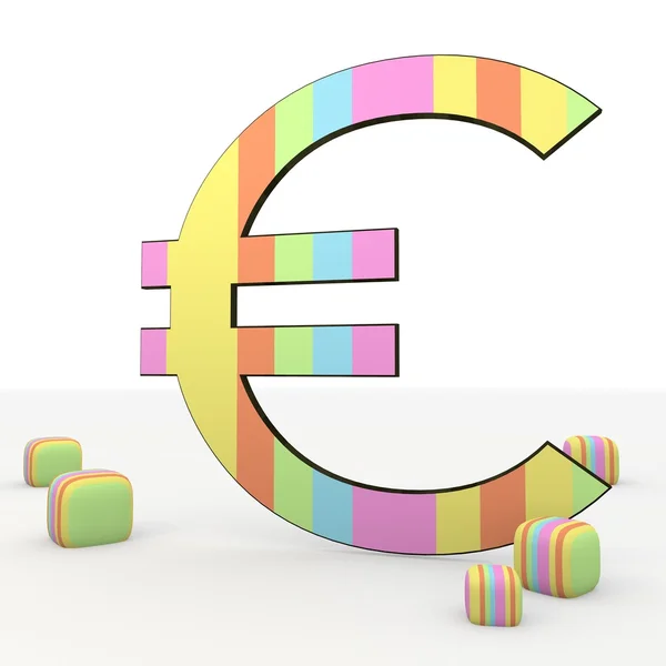 Kleurrijke vrolijke speelse euro 3D-pictogram — Stockfoto