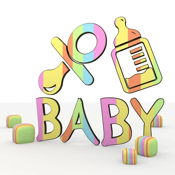Ilustrativo bonito feliz bebê comida 3d ícone — Fotografia de Stock