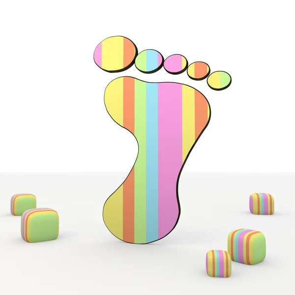 Isolated Colorful fresh cute footprint 3d icon — Stock Photo, Image