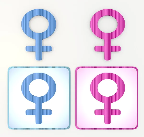 Colorido azul y rosa mujer 3d icono lable — Foto de Stock