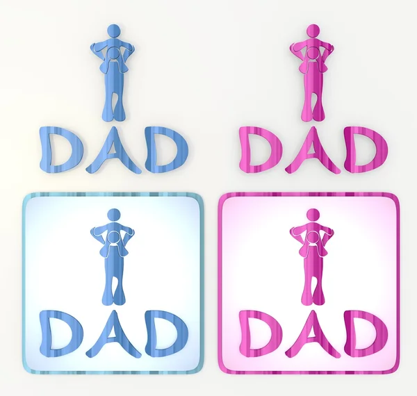 The new funny dad icon in pink and blue — Stock Photo, Image