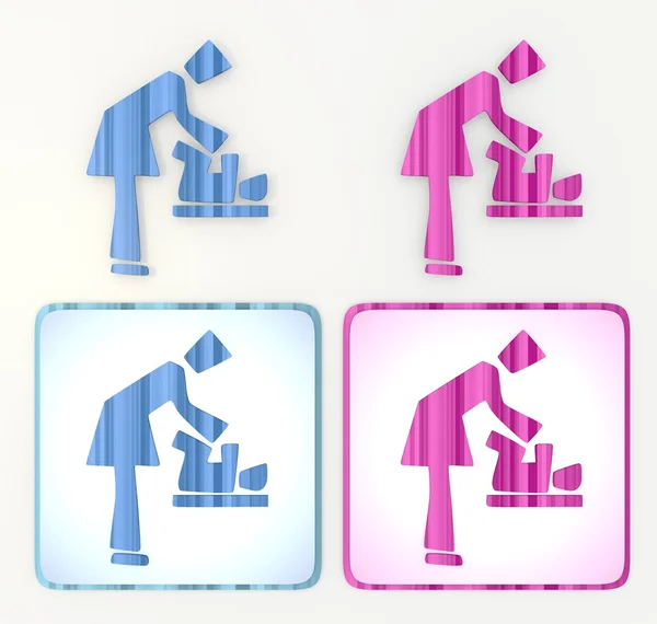 Comic style diaper exchanging of child icon — Stock Photo, Image