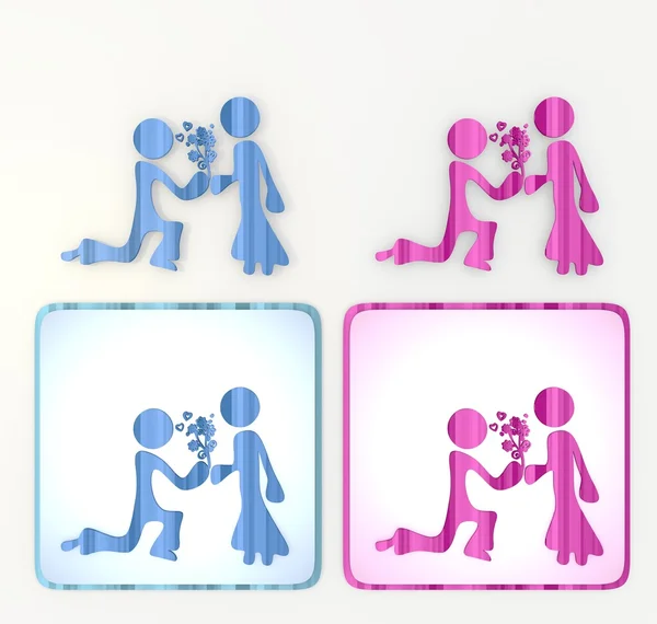 Roze en blauwe voorstel van huwelijk pictogram — Stockfoto