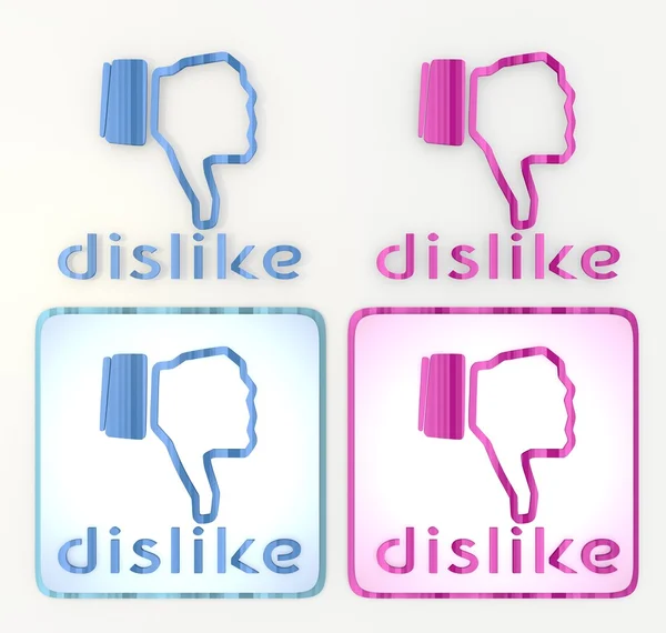 3d graphic coltish dislike icon in pink and blue — Stock Photo, Image