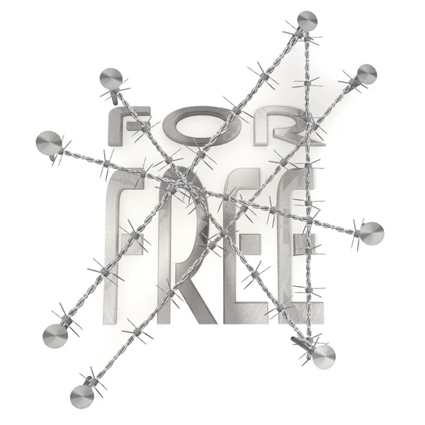 Fenced and nailed for free symbol in steel — Stock Photo, Image