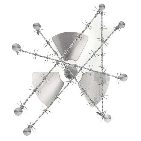 Caged atom symbol illustrated design with razor wire — Stock Photo, Image