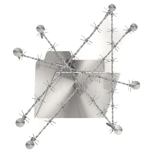 Chained and nailed razor metallic folder icon — Stock Photo, Image