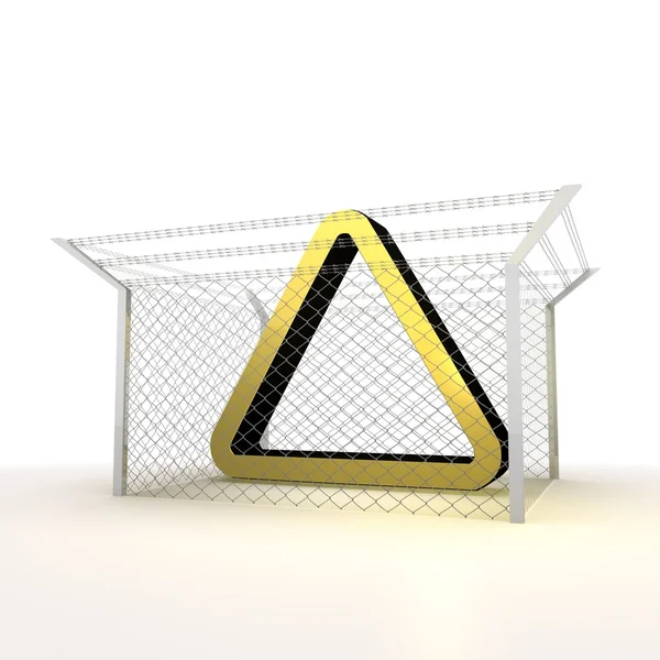 Isolated metallic caged triangle 3d icon — Stock Photo, Image