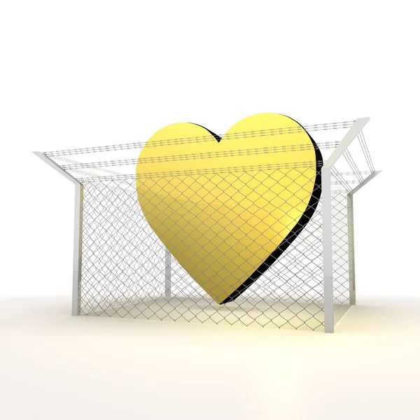 Isolated metallic barbed happy heart 3d sign — Stock Photo, Image