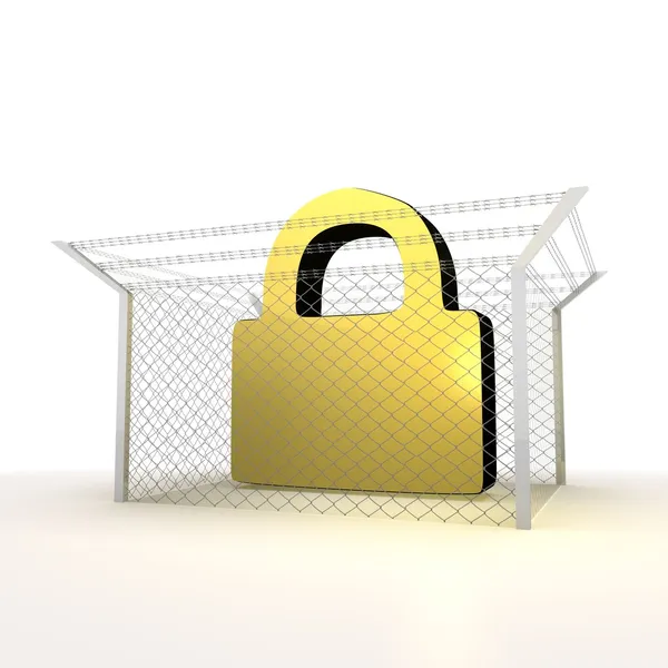 Isolated metallic locked forbidden secure 3d sign — Stock Photo, Image