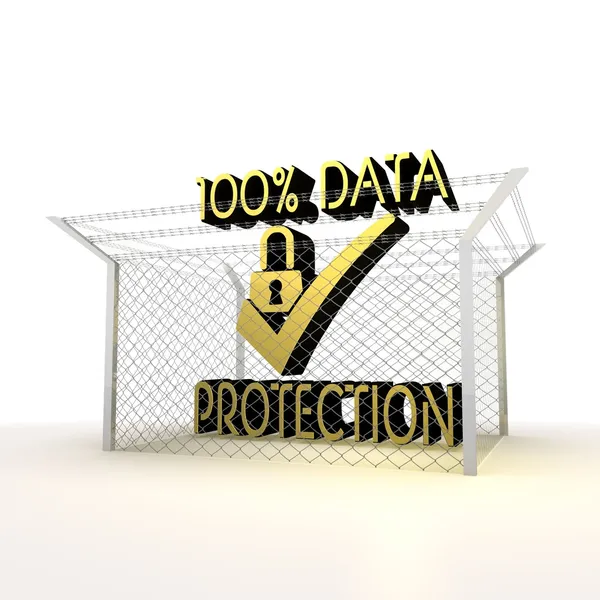 Isolated metallic barbed cent percent data protection icon — Stock Photo, Image