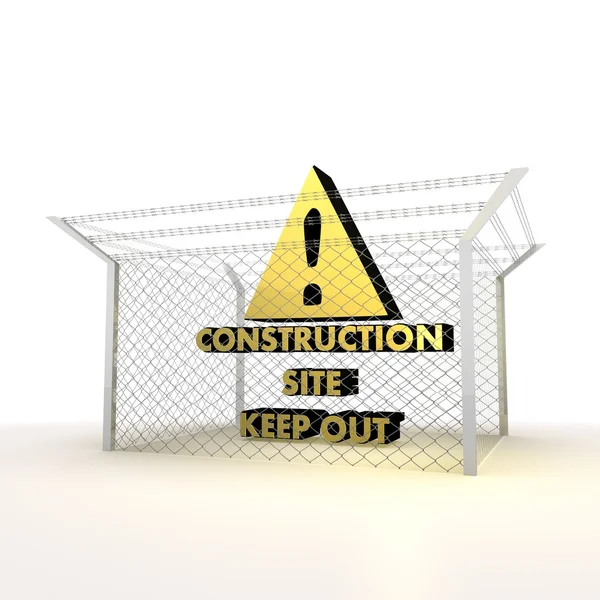 Isolated metallic locked construction site 3d symbol — Stock Photo, Image