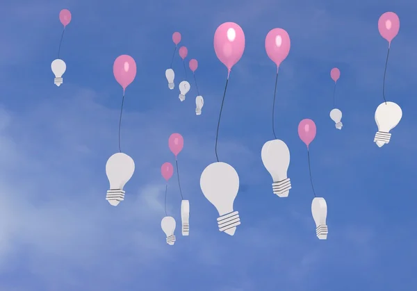 Flying idea balloons in the sky — Stock Photo, Image