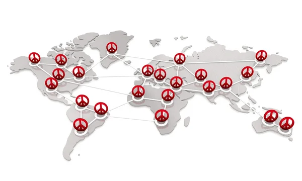 Izolované mezinárodní mapa mír síť — Stock fotografie