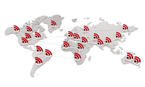 Na białym tle międzynarodowych cyfrowy wifi sieci — Zdjęcie stockowe
