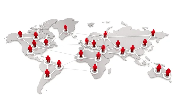Sieci mężczyzna na białym tle międzynarodowych map cyfrowych — Zdjęcie stockowe