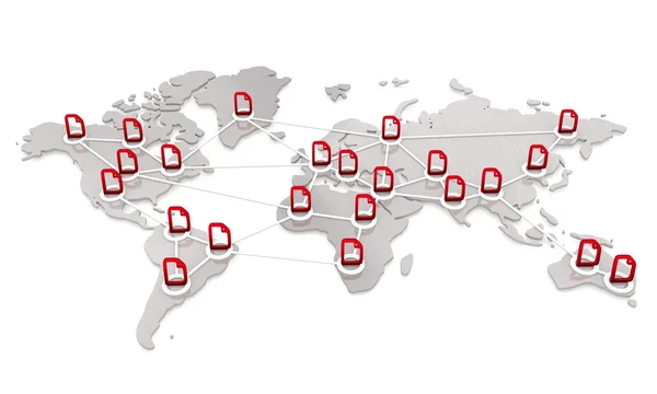 Síť izolovaná mezinárodní digitální dokument v bílé backgro — Stock fotografie