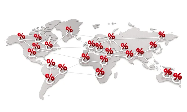 Réseau numérique international isolé en pourcentage métallique — Photo