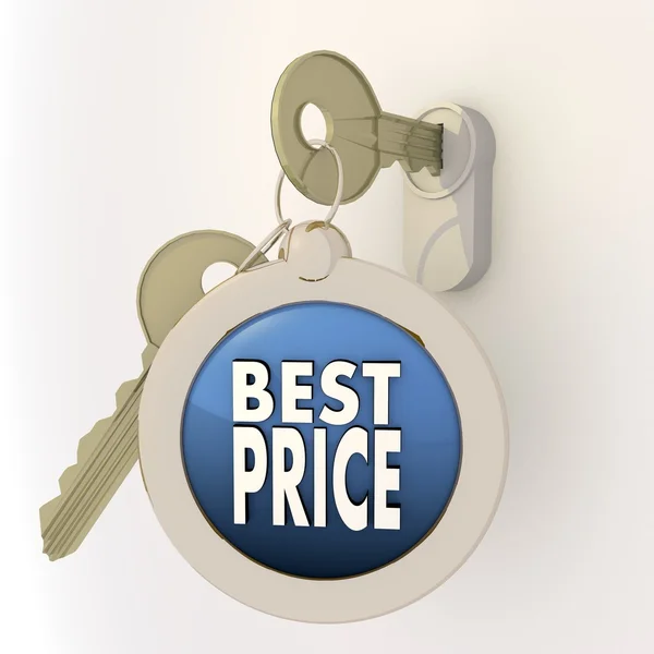 Odblokowany ikonę zamkniętej Najlepsza cena na klucz wisiorek — Zdjęcie stockowe
