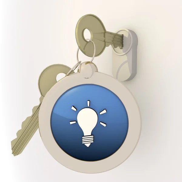 Locked Unlocked idea icon on key pendant — Stock Photo, Image