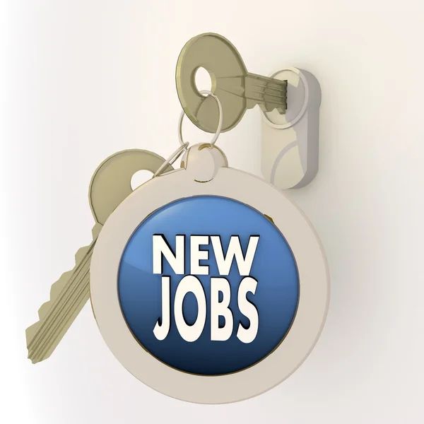 Odblokowany ikonę zamkniętej nowych miejsc pracy na klucz wisiorek — Zdjęcie stockowe