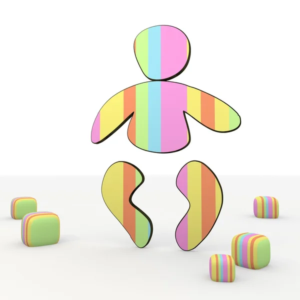 Amigable colorido pequeño bebé 3d icono Imagen De Stock