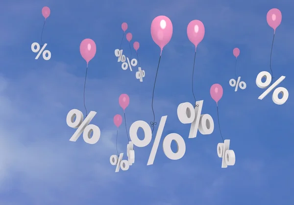 Balony latające procent w niebo. Zdjęcie Stockowe
