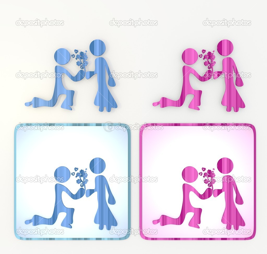 pink and blue proposal of marriage icon