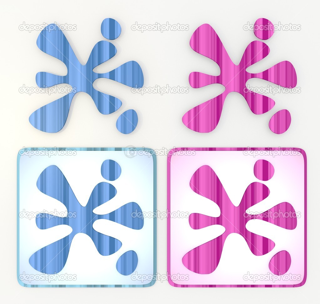 blue and pink friendly splotch icon lables