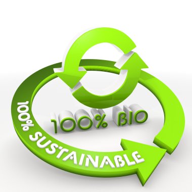 100 yüzde sürdürülebilir 100 yüzde bio illüstrasyon