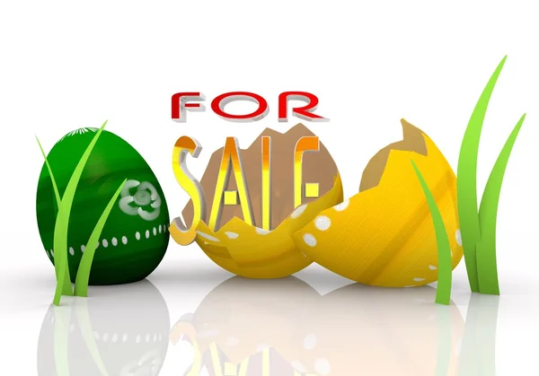 For sale symbol inside the broken Easter egg — Stock Photo, Image