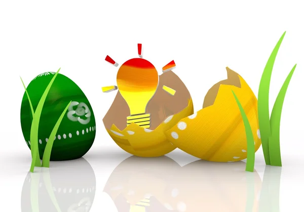 Ícone de ideia pintado dentro de um ovo de Páscoa quebrado — Fotografia de Stock