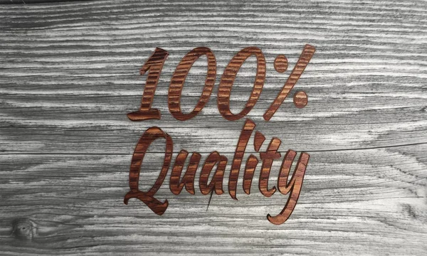 Wooden 100 percentage quality symbol in a stylish background — Stock Photo, Image