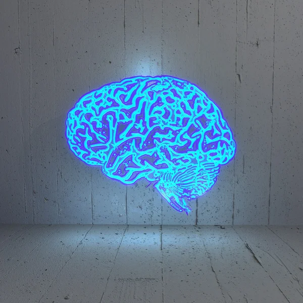 Illuminated bluelight brain in a stylish background — Stock Photo, Image